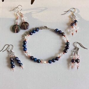 Artisan Black Peacock Pearl jewelry with Rose Gold Accents - example